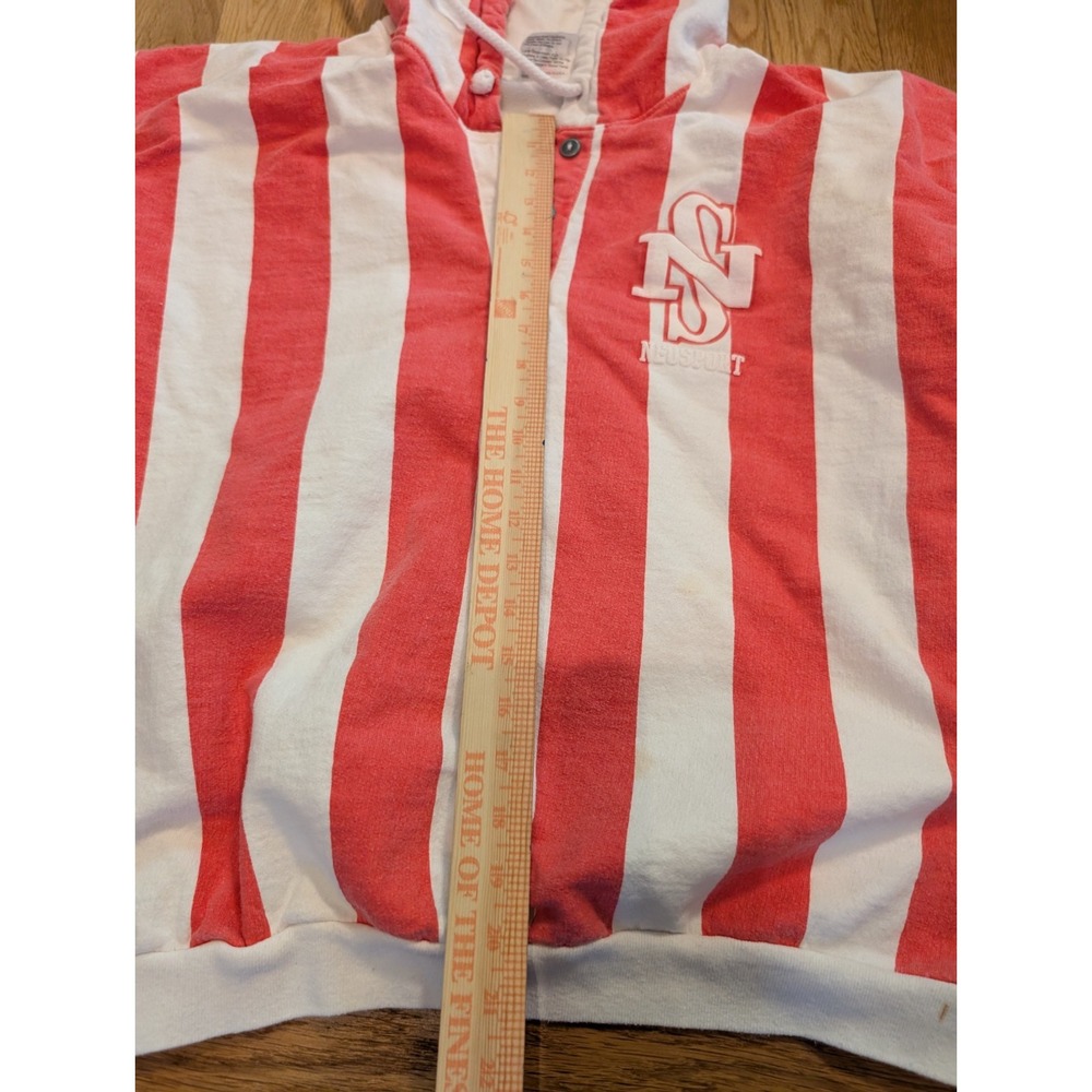 Vtg 90s Neo Sport Striped Hoodie Shirt Surf Skate Grunge Vaporwave Rave OP AOP L - Picture 2 of 7